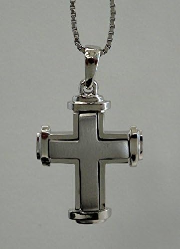 Mens - Single Sided Cross 14k White Gold - 25.5mmx18mmx2.5mm - Rz1110st