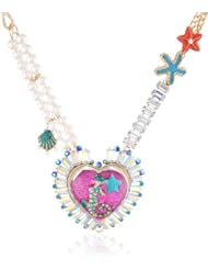 Betsey Johnson "Jewels of the Sea" Large Sea Horse Heart Pendant Necklace, 21"