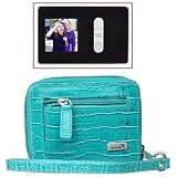 WalletBe CrocoEmbossed Leather Wallet w/ DigitalPhoto Viewer (Teal)