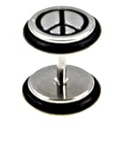 FAKE STEEL PLUG WITH PEACE SIGN 16g/1.2mm - Sold Individually
