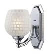 1 Light Vanity In Polished Chrome And White Mosaic Glass