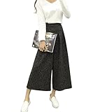 【Cross You 】レディース ガウチョ パンツ カジュアル ワイド ハイウエスト ファッション 服 ボトムス M 〜 L ブラック ダークグレー ２色 展開 (ダークグレー M)