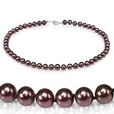 Genuine Swarovski Crystal Pearl Necklace- Burgandy (8mm)