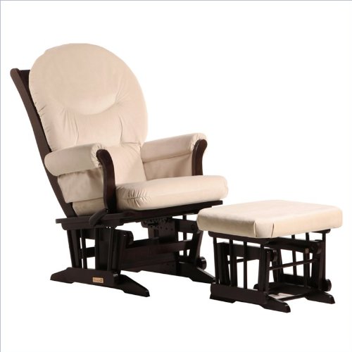 Dutailier Foam/Round Back Cushion Design Sleigh Glider Multiposition, Recline and Ottoman Combo, Beige On Sale