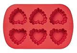 Wilton Ruffled 6 Cavity Silicone Heart Mold Pan
