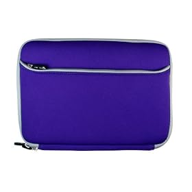 Purple Apple iPad tablet case neoprene cover for Apple iPad Wifi / 3G Model 16GB, 32GB, 64GB with dual zipper and front pocket