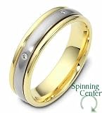 4mm Titanium & 18 Karat Yellow Gold SPINNING Diamond Wedding Band Ring