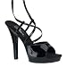 LIP-196, 5" Stiletto Heel Lace-Up Platform Sandal Black/Black Size 7