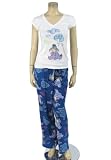 Eeyore Pajama Set Cotton Lounge Pants & T-shirt V-neck Tee Blue (Large)