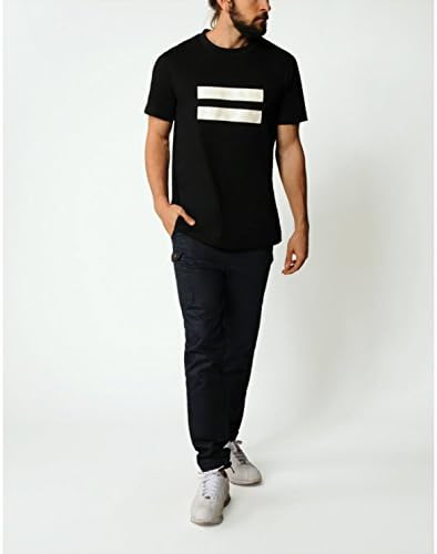 JONNY IV Men's The Equal Sign Leather Trim Tee Large Black