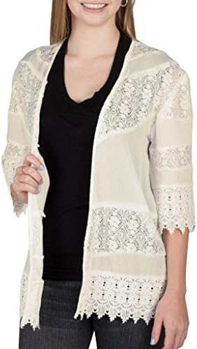 [1154-OWT-SM] Open Front Lace Cardigan
