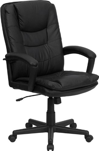 Flash Furniture BT-2921-BK-GG High Back Black Leather Executive Swivel Office Chair On Sale