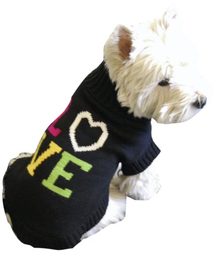 Dogs Kingdom DKLOVPULS30 Rollkragenpullover mit Motiv LOVE, Gr&ouml;&szlig;e 30 cm R&uuml;ckenl&auml;nge, schwa Preisvergleich
