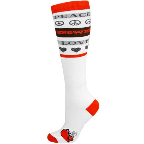Cleveland Browns Ladies Peace And Love Metallic Knee Socks