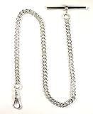 Dueber 12″ Solid Sterling Silver Pocket Watch Chain with T Bar – USA!