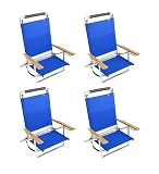 5 pos. Low Seat / LayFlat Aluminum Beach Chair Blue - 4 Chairs
