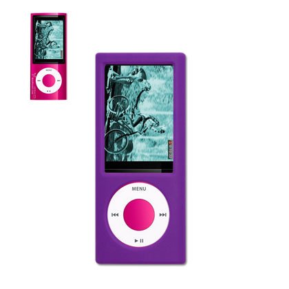 External hard drive:New Fashionable Perfect Fit Silicon Protector Skin Cover Cell Phone Case (Soft Shell) with Screen Protector for Apple iPod nano 5th generation 8GB 16GB - PURPLE