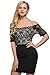 Zeagoo Women Boat Neck Lace Patchwork Slim Bodycon Party Club Mini Dress