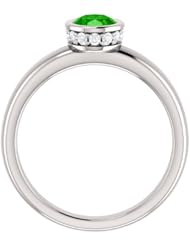 18K White Gold 7.00x5.00mm Oval Cut Tsavorite and Diamond Ring -- LIFETIME WARRANTY