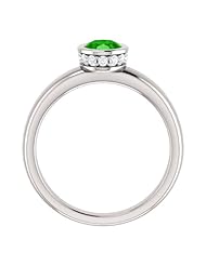 14K White Gold 7.00x5.00mm Oval Cut Tsavorite and Diamond Ring -- LIFETIME WARRANTY