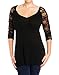 eVogues Plus Size Sexy Lace Accented Black Tunic Top