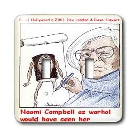 Londons Times Funny Panel Hollywood Cartoons - Naomi Campbell As Warhol Might Have Seen Her - Light Switch Covers - double toggle switch
