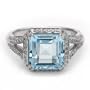 18k White Gold Blue Topaz and Diamond Ring Size 7
