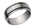 Men's 8mm Stainless Steel with Black Accent Satin Wedding Band