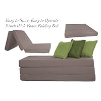 THE FUTON SHOP 5 INCH SLEEPER CHAIR FOLDING FOAM BEDS CUSHION DOUBLE GREY