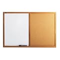 Quartet Combination Dry Erase/Cork Board, Oak Finish Frame, 36W X 24H, Natural Finish (QRTS553)