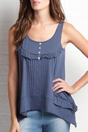 Indigo Collection Pure Cotton Ruffle Hem Vest Top [T41-5009B-S]