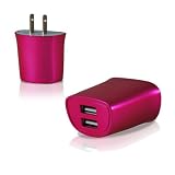 KHOMO Pink 10W 2A (2 amps) Dual USB Power Adapter Wall Charger for Apple iPod, iPhone, iPad and Motorola Xoom