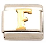 "F" Italian Charm Gold Plated 9mm