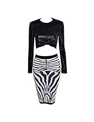 V-neck Ankle Length Leather/Polyester Long Sleeves Zebra Print Striped Print  Dress