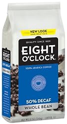 Eight O'Clock Coffee, 50% Decaf Whole Bean, 12-Ounce Bags (Pack of 4)