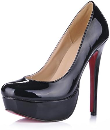 E FILLE PATRE Women's Zymoidv Thin High Heel Solid Color Red Bottom Pumps Black 6.5M US