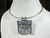Womans Choker Necklace Vintage Pendant Silver Tone Metal Statement Necklace