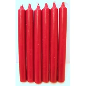 Candles - Set of 6 Red Bistro Style Dinner Candles