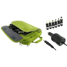 Samsung N130-13P 10.1-Inch Netbook Carrying Bag with 12v Car Charger (Multifunctional Messenger / Backpack - Green)