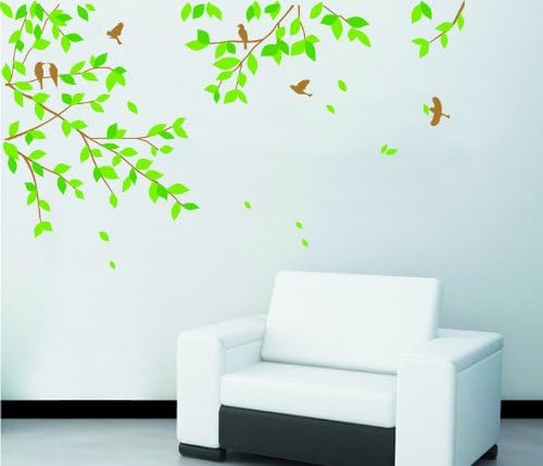 Green Leaf Brwon Bird Removable Wall Stickers Decals Mural Art Wall Paper, 36 Inch X 24 Inch Original