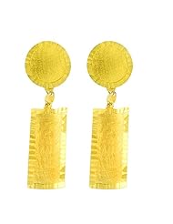 14 Karat Yellow Gold Satin Rectangular Dangle Earrings