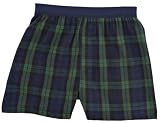 Adult Flannel Boxer Shorts Elastic Waist False Fly Blackwatch Tartan Plaid
