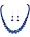 Metallic Blue Glass Crystal Necklace and Earrings Set