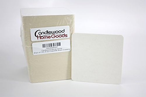 [Set of 100] Candlewood Home Goods 4-Inch SQUARE Blank Coasters (60 pt thickness / 1.524mm)