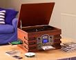 EDINBURGH NOSTALGIA RETRO 5-IN-1 MUSIC SYSTEM WITH CD BURNER/ Vinyl to CD, CD to CD, Cassette to CD, Radio to CD & Aux to CD! (Record your CD's and vinyl records onto a blank CD)