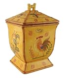 COOKIE JAR , CANISTER BAMBOO ROOSTER SUNFLOWER