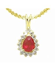 14K Yellow Gold Ruby and Diamond Pendant -- LIFETIME WARRANTY