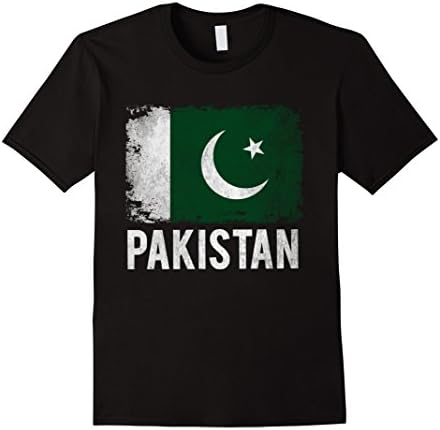 Men's Pakistan Pakistanis Flag Vintage Distressed T-Shirt Medium Black