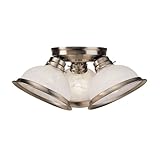 Livex Lighting 8108-91 Home Basics 3 Brushed Nickel Flush Mount with White Alabaster Glass