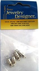 10mm Brass Barrel Clasp, Silver